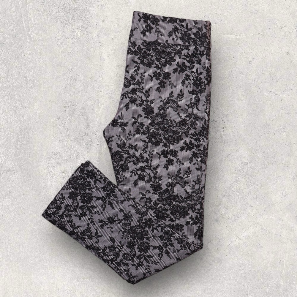 NWOT Erica Taylor floral print over plaid pull on pant size MEDIUM​​
